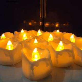 ‼♥ 12Pcs เทียน Tealight LED ไฟควันไฟกลางคืนความปลอดภัย Romance Decor