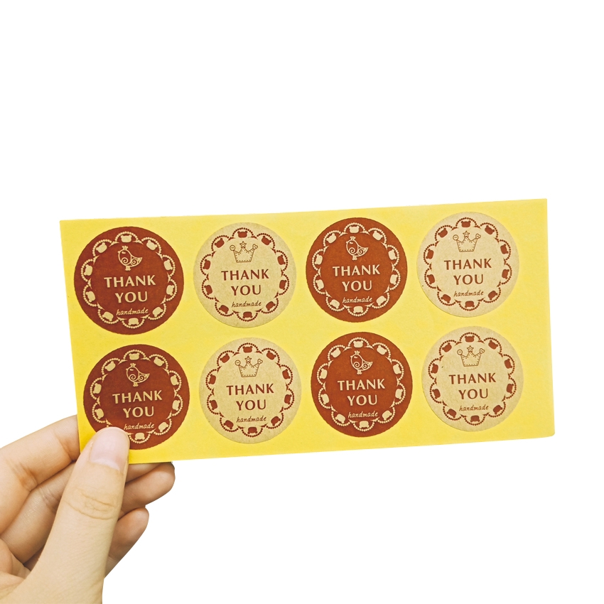 80 ชิ้น/แพ็ค Vintage Kawaii Little bird handmade "ขอบคุณ"สติ๊กเกอร์ซีลคราฟท์กลม สําหรับสินค้าทํามือ Label