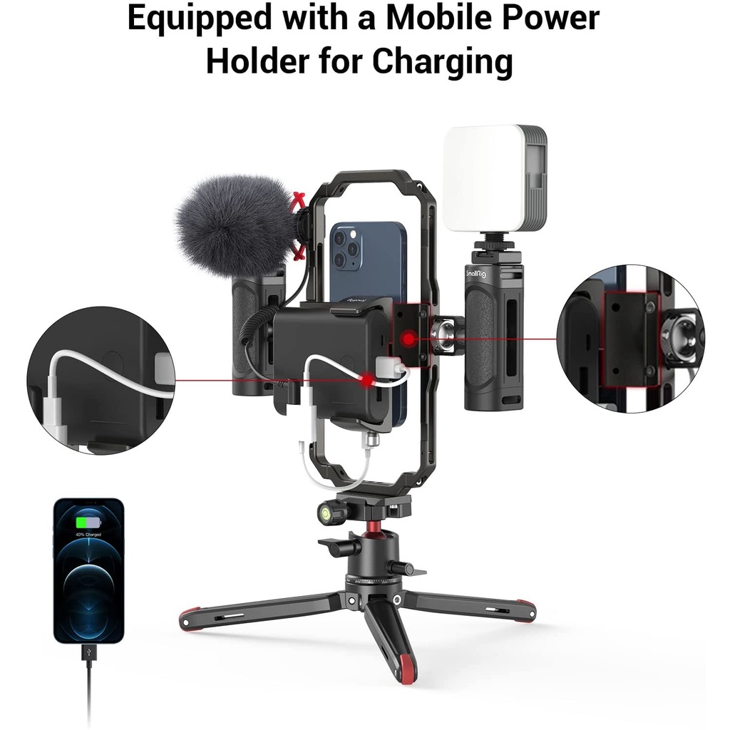 Smallrig ชุดอุปกรณ์วิดีโอโทรศัพท์มืออาชีพสําหรับ Vlogging & Live Streaming 3384B
