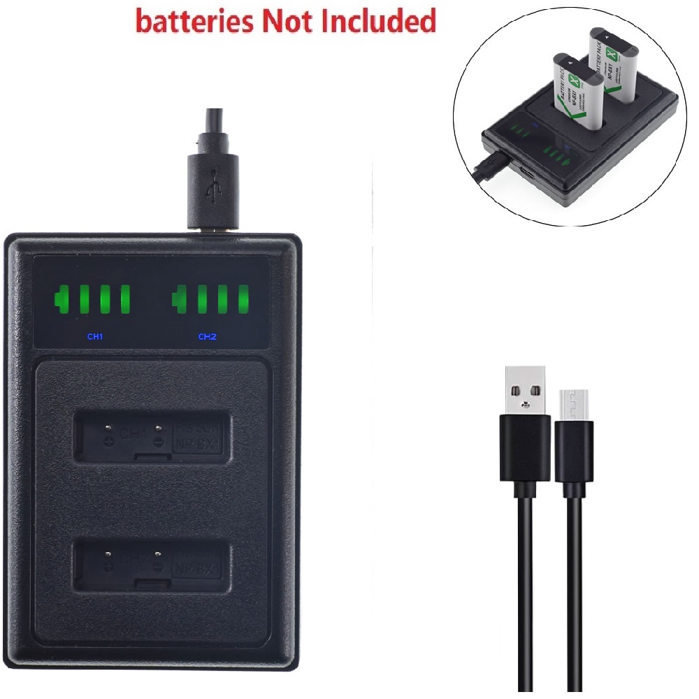 LED Dual Battery Charger สําหรับ Sony NP-BX1 FDR-X1000V FDR-X3000 HDR-AS10 X-Series Vlog กล้อง ZV-1 