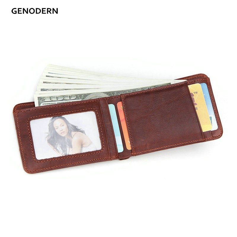 Rfid Casual กระเป๋าสตางค์ขนาดเล็กสําหรับผู้ชายหนังวัวชาย Slim กระเป๋าสตางค์สั้นกระเป๋าสตางค์ขนาดเล็กพร้อมผู้ถือบัตรกระเป๋า