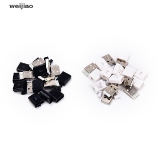 wei 10pcs/lot diy usb male assembly adapter connector plug socket nickel right angle ie