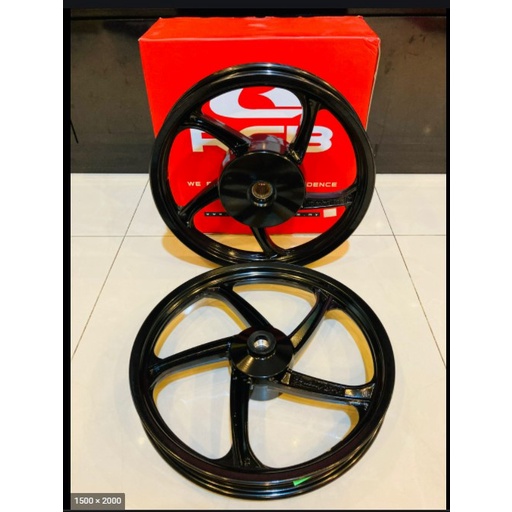 ล้อแม็ก Fino Fino-I Mio Nouvo Mio125 Yamaha RCB Racing Boy และเกรดจีน หน้า+หลัง ขอบ14 ลายเดิม สีดำ ส