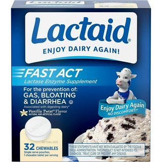 [ของแท้ 100%] LACTAID FAST ACT LACTASE ENZYME SUPPLEMENT FOR THE PREVENTION OF GAS BLOATING &amp; DIARRHEA