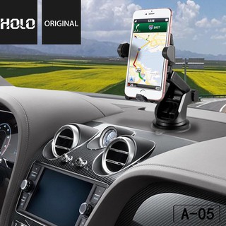 Holo Car Phone Holder A-05 ที่ยึดโทรศัพท์มือถือในรถยนต์ ที่ตั้งมือถือในรถ แท่นจับมือถือในรถ แบบติดดูดกระจก หรือ บนคอนโซล