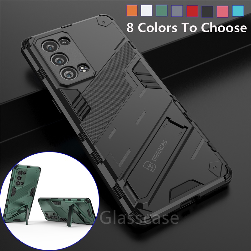 For Oppo Reno 6 Pro Reno6Pro 5G Phone Case 3D Armor Shockproof Stand Holder Casing Protection Bracket Hard Back Cases Cover