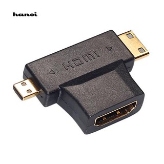 Hn♥อะแดปเตอร์แปลงสายเคเบิ้ล Micro HDMI Male Mini HDMI Male to HDMI 1.4 Female 3 in 1