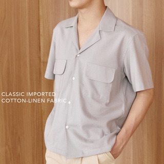 HMT เสื้อเชิ้ตลินินแขนสั้น สีเทา / Linen shirt - grey