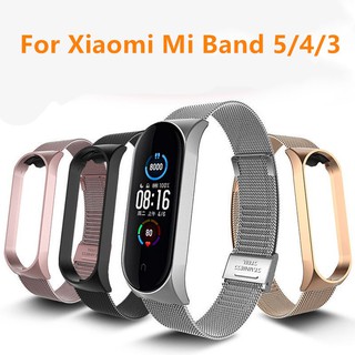 สายนาฬิกาข้อมือสแตนเลสสําหรับ Xiaomi Mi Band 5 4 3 Miband 5