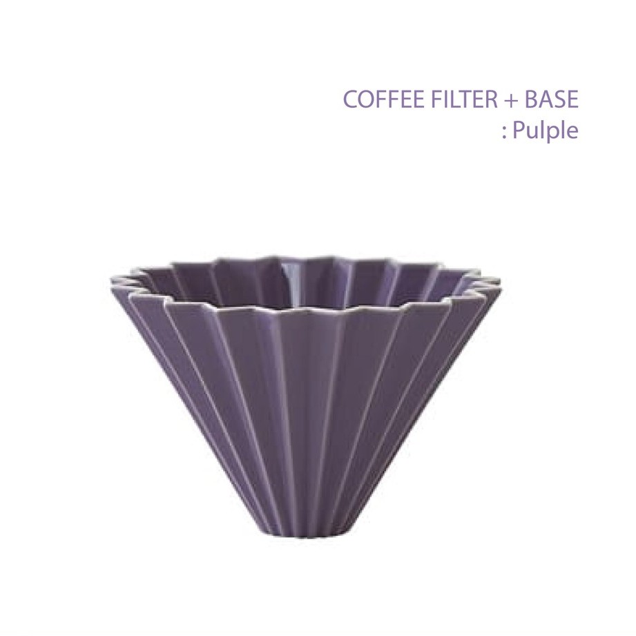 Ratika | Dripper coffee filter + base (origami หลากสี) : สีม่วง