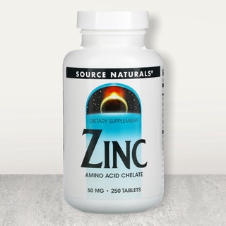 ✅ใส่โค้ดลดหน้าร้าน 🪐ซิ้งค์ คีเลต Source Naturals, Zinc, 50 mg, 250 Tablets, Zinc Chelate