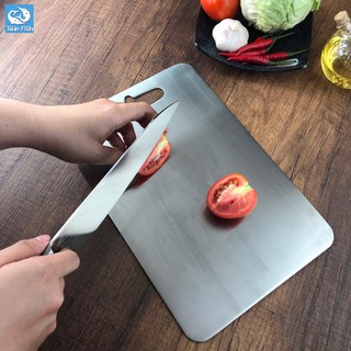 TwinFish เขียงสแตนเลสรับประกันปลอดสนิม เกรด304 Stainless steel cutting board  ไซส์ L ทนทาน รหัสสินค้า CBSS-L