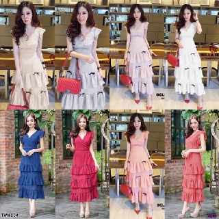 MaxiDress แม็กซี่เดรสยาว ไหล่ระบาย