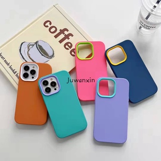 เคส iphone เคสไอโฟน 3 in 1 ซิลิโคนเหลวนุ่ม เคส กรอบอะคริลิ กันชน ตัวป้องกันหน้าจอ กล้อง กันกระแทก สีทึบ สีลูกกวาด สีน้ำตาล สไตล์เรียบง่าย เคสซิลิโคน สำหรับiphone13 pro max iPhone 11 iPhone 12 Pro Max iPhone 7plus 7 X 8 8plus SE2020 Xr 7plus MAX 11