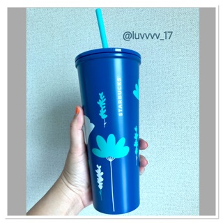 Starbucks 🌏Stainless Tumbler🌏 Blue Venti 20oz.Cold Cup Rising Summer Florals.