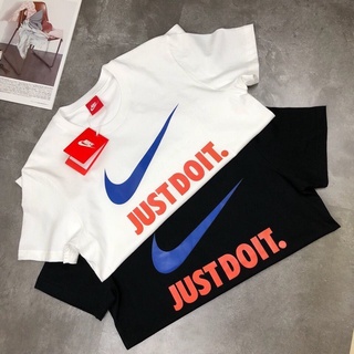 เสื้อยืดคอกลม❏เสื้อยืดพิมพ์ลาย %    Nike Just Do It คู่รักชายหญิงพร้อมไซส์แบรนด์อินเทรนด์แฟชั่น