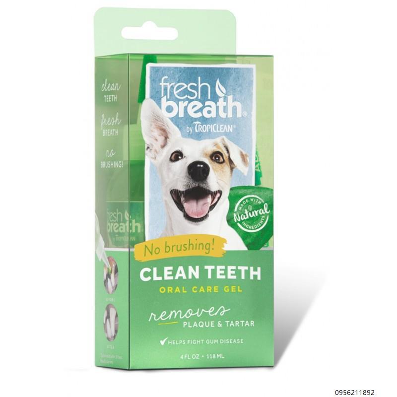 🔥 ฮ่าๆ ถูกที่สุด! ! 🔥 Tropiclean Fresh Breath เจลป้ายฟันสุนัข สูตรดั้งเดิม สำหรับสุนัขและแมว (118 มล./ขวด) - 4 Oz.