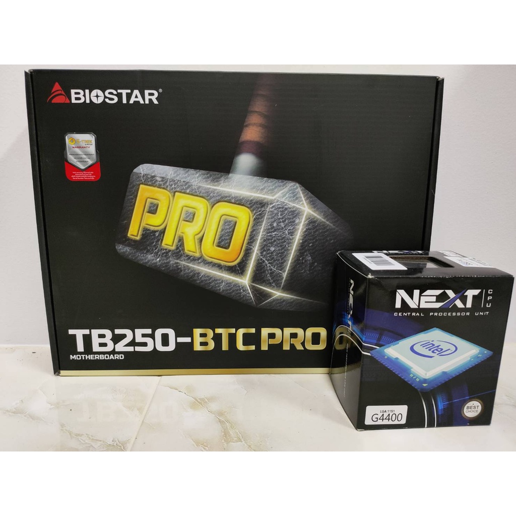 เมนบอร์ด MAINBOARD BIOSTAR TB250 BTC PRO 12GPU + CPU INTEL G4400 /เมนบอร์ด MAINBOARD BIOSTAR +CPU IN