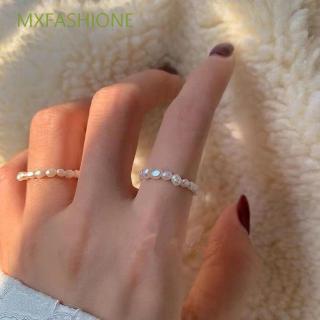 MXFASHIONE Continuous Circle Vintage Natural pearl Thumb Ring Multi Beaded Finger Ring