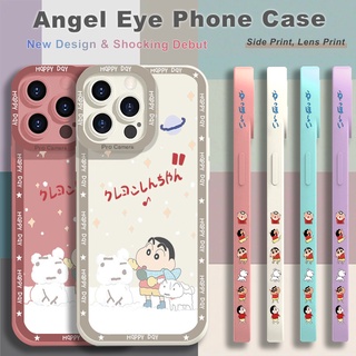 สําหรับ Samsung Galaxy A50 A50S A30S A51 A52 A52S A70 A71 A72 4G 5G แองเจิลอายเคสโทรศัพท์ด้านข้างและกรอบเลนส์รูปแบบการ์ตูนน่ารัก(มนุษย์หิมะเครยอนชินจัง)ซิลิโคนเหลวปลอกนุ่มเต็มกล้องป้องกันกันกระแทกฝาครอบโทรศัพท์