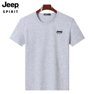 เสื้อยืดแขนสั้น ผ้าฝ้ายแท้ พิมพ์ลาย Jeep SPIRIT แฟชั่นฤดูร้อน สําหรับผู้ชายS-5XL