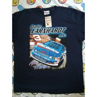 เสื้อยืดสีขาวขายดี เสื้อยืดลําลอง แขนสั้น พิมพ์ลาย Dale Earnhardt Jr 3 TG 1998 night train chase Genuines NASCAR nutmeg