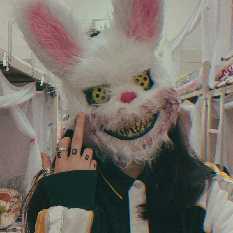 ของเล่นและของสะสมหน้ากากสยองขวัญ jk Demon Rabbit Mask Full Face Horror ...