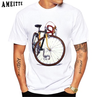 เสื้อยืดผ้าฝ้ายพิมพ์ลายขายดี เสื้อยืดแขนสั้น พิมพ์ลาย Fixed Gear Bike Cyclist Painting แฟชั่นฤดูร้อน สําหรับผู้ชาย