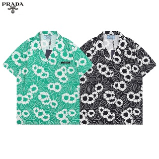 Prad* เสื้อเชิ้ตแขนสั้น พิมพ์ลายดอกไม้ สวมใส่สบาย แฟชั่นฤดูร้อน