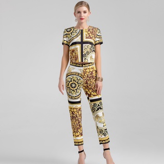 ชุดเซ็ต เสื้อ กางเกง ลายเวอซาเช่ versace ผีเสื้อ ชุดเซต ชุดแฟชั่น สไตล์ยุโรป หรูหรา ตัดเย็บดี งานคุณภาพ NEW 2021