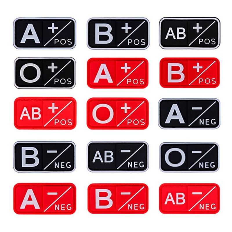 3D PVC Luminous A + B + AB + O + Positive POS AB-AB-O-Negative NEG เลือดประเภท chapter patch ยุทธวิธ