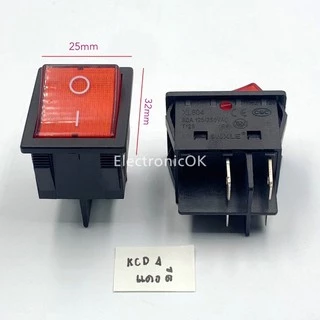 สวิท KCD4 สวิทไฟตัวเหลี่ยมใหญ่ สีแดง อย่างดี 30A 4ขา,6ขา