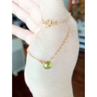 สร้อยโซ่อิตาลีชุบทองคำ18kพร้อมจี้พลอยแท้Peridot/เขียวมะกอกน้ำหนัก1.00cts💯💯💯