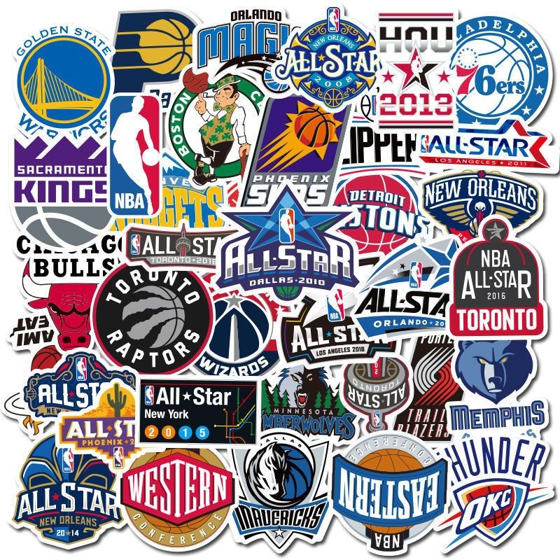 สติ๊กเกอร์ NBA Team Logo สติ๊กเกอร์ นักบาส  SIZE 6-8cm  1 ชุด 50ชิ้น