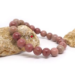 หินโรโดไนท์ Rhodonite 10 มิล หินความรัก สมปรารถนาในความรัก กำไลหิน หินสี หินสีชมพู By.Meechok