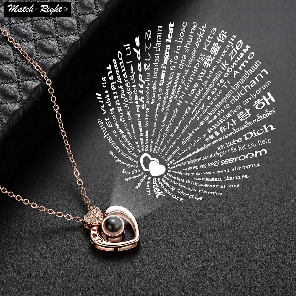 สร้อยคอ100 ภาษาฉันรักคุณ Heart Pendant 100 Language Love You Necklace Love Necklace