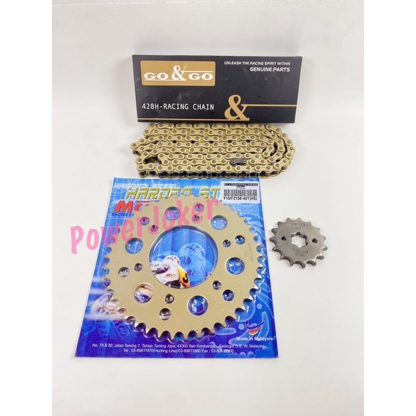 Y16 Y15 Y15ZR V1 V2 FZ150 FZ 150 โซ่เฟือง Rantai ชุดทอง 428 ( 428H โซ่ Rantai + Spoket MCS Gold)1 ชุ