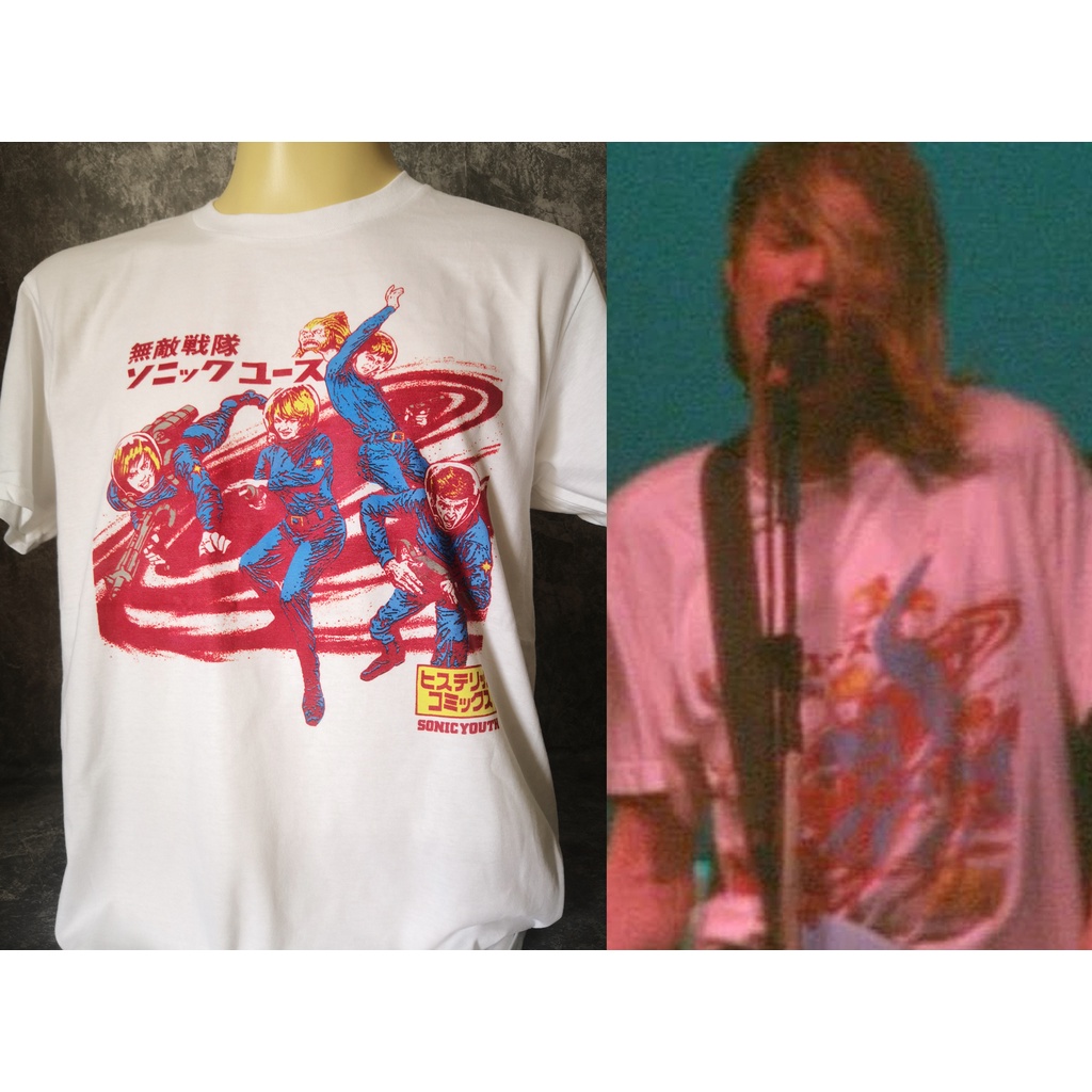 เสื้อวงนำเข้า Kurt Cobain Sonic Youth Japan Tour Nirvana Grunge Retro