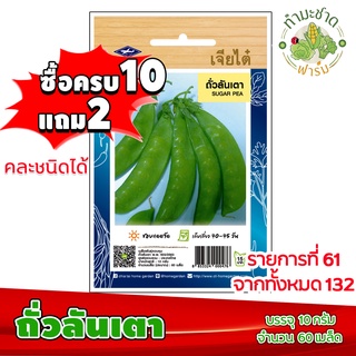 (ซื้อ10แถม2) เมล็ดพันธุ์ ถั่วลันเตา Sugar pea ประมาณ 60เมล็ด เจียไต๋ เมล็ดพันธุ์พืช เมล็ดพันธุ์ผัก เมล็ดผัก เม็ดผัก