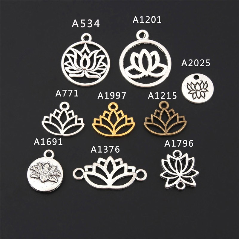 จี้สร้อยคอ รูปดอกบัว สําหรับทําเครื่องประดับ DIY 30 ชิ้น ต่อชุด