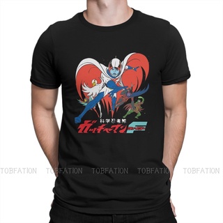 เสื้อโอเวอร์ไซ - Gatchaman อะนิเมะพี่น้องนินจา Tshirt สีดําสําหรับผู้ชายเสื้อยืดขนาดใหญ่กราฟิกผู้ชา