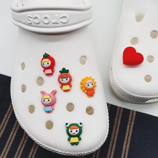 [Charming Deco] กระดุมรองเท้า Crocs Jibbitz น่ารัก สีชมพู ส้ม แดง เหลือง เขียว อุปกรณ์เสริม สําหรับตกแต่งรองเท้าผ้าใบ Diy