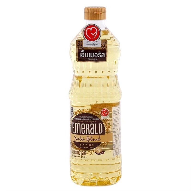 น้ำมันปาล์มผสมน้ำมันคาโนลา เอ็มเมอรัล สูตร นิวทริ เบลนด์ EMERALD Nutri Blend ขนาด 1 ลิตร