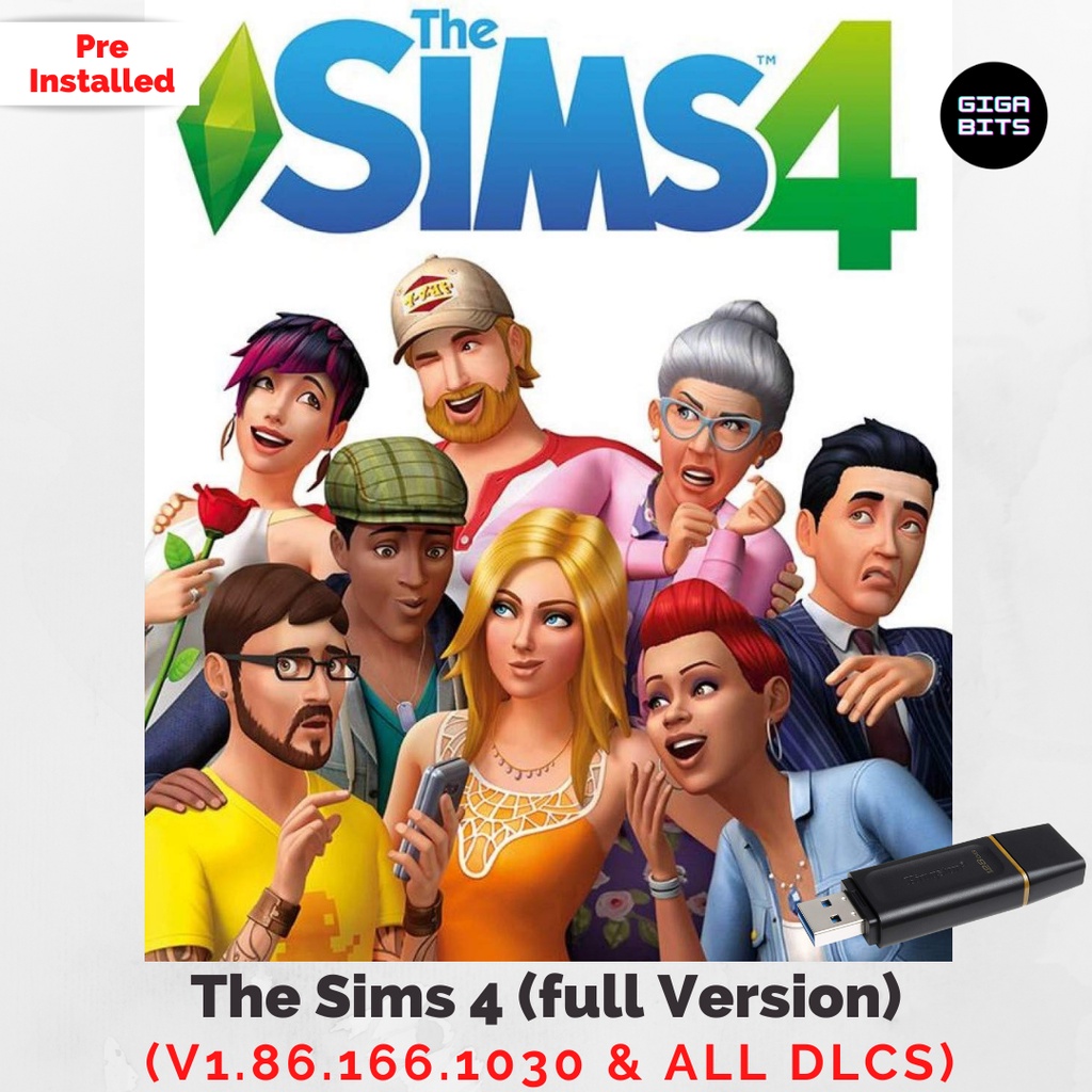 The Sims 4 (เวอร์ชั่นเต็ม) v1.86.166.1030 &amp; ALL DLCs เกมคอมพิวเตอร์ ติดตั้งไว้ล่วงหน้า 64GB เพนไดรฟ์