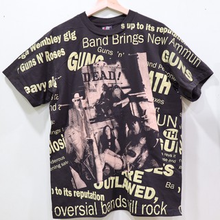 เสื้อวงGuns N Roses ลายโอเวอร์ปริ้น ตะเข็บเดี่ยวบนล่าง สไตล์วินเทจ สกรีนทั้งตัว ผ้านอก เสื้อOVP เสื้อโอเวอร์ไซส์