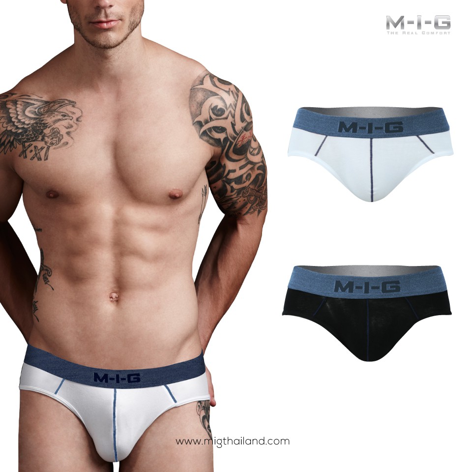 MIG M-I-G Half Brief Blue Denim ขอบยีนส์น้ำเงิน กางเกงในชาย ผู้ชาย