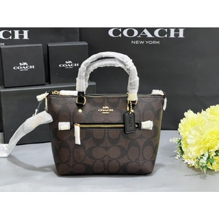 NEW COACH Mini Gallery Crossbody In Signature CanvasCOLOR:Gold/Brown Black