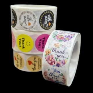 (350-500ดวง/1ม้วน) สติ๊กเกอร์ Thank you กว้าง 2.5 cm [ii]