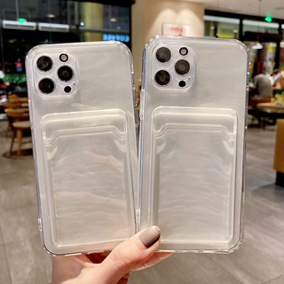 เคสโทรศัพท์มือถือ แบบใส พร้อมช่องใส่บัตร และคลิปหนีบ สําหรับ OPPO Realme C3 5 5i 5S 8 Pro 7i 8i 9i 9 Pro 10 C21 C21Y C11 C12 C17 C15 C20 C25 C35 C20A C33 Narzo 50A 50i