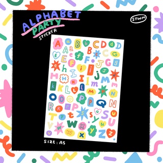 Transparent Sticker : Alphabet Party สติกเกอร์ขอบใส ขนาด A5| Stickwithme4ev